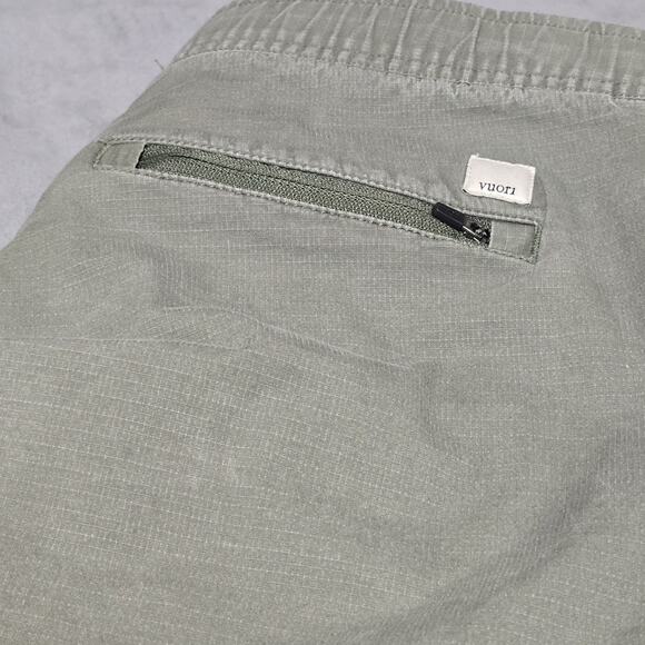 Vuori Ripstop Army Green Pants Drawstring VW401 Zipped Pockets Elastic Waist M - Picture 2 of 8